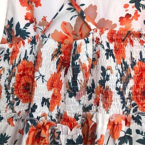 C+D+M Orange Floral Print Tiered Ruffle Halter Dress - Picture 12 of 13